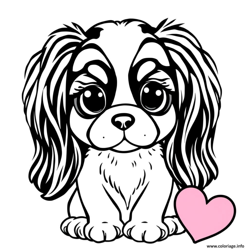 Dessin chien cavalier king charles mignon 3 Coloriage Gratuit à Imprimer