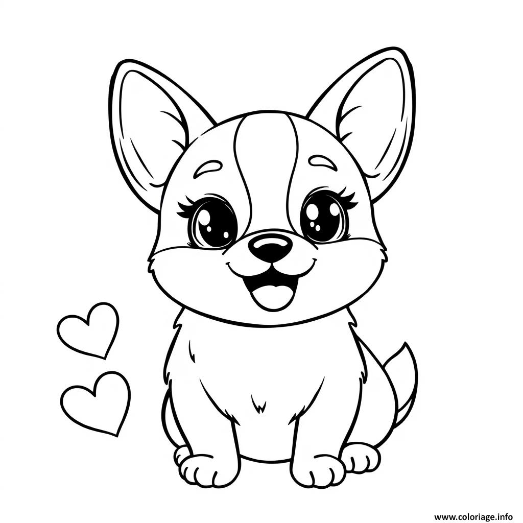 Dessin chien corgi maternelle cute 4 Coloriage Gratuit à Imprimer