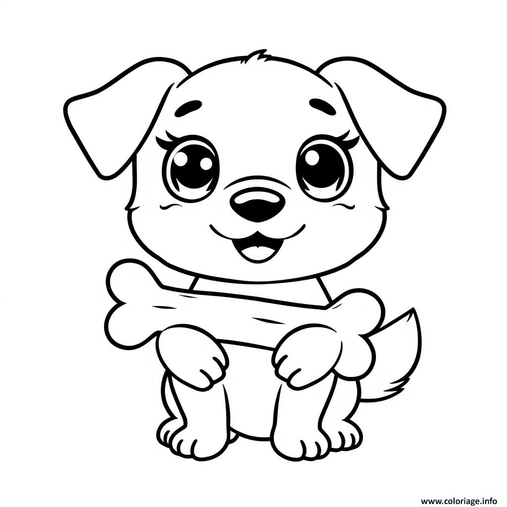 Dessin chien mignon adorable facile 2 Coloriage Gratuit à Imprimer