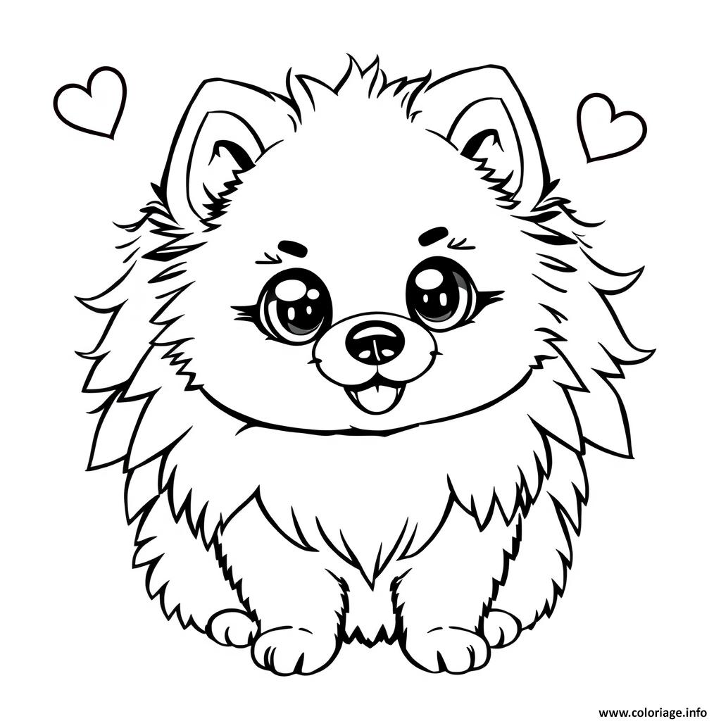 Dessin chien spitz nain mignon 2 Coloriage Gratuit à Imprimer