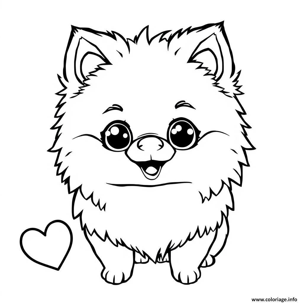 Dessin chien spitz nain mignon 3 Coloriage Gratuit à Imprimer