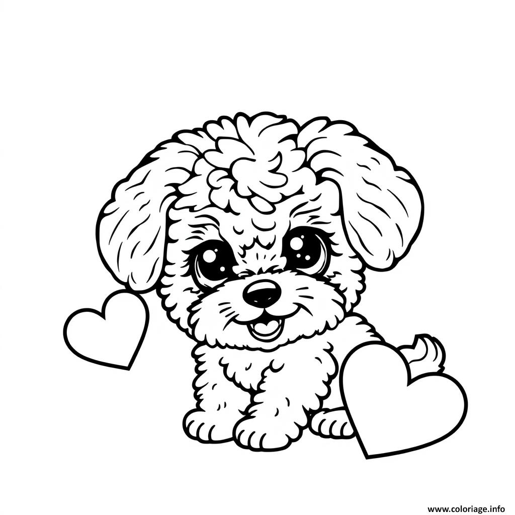 Dessin chien bichon frise mignon 4 Coloriage Gratuit à Imprimer