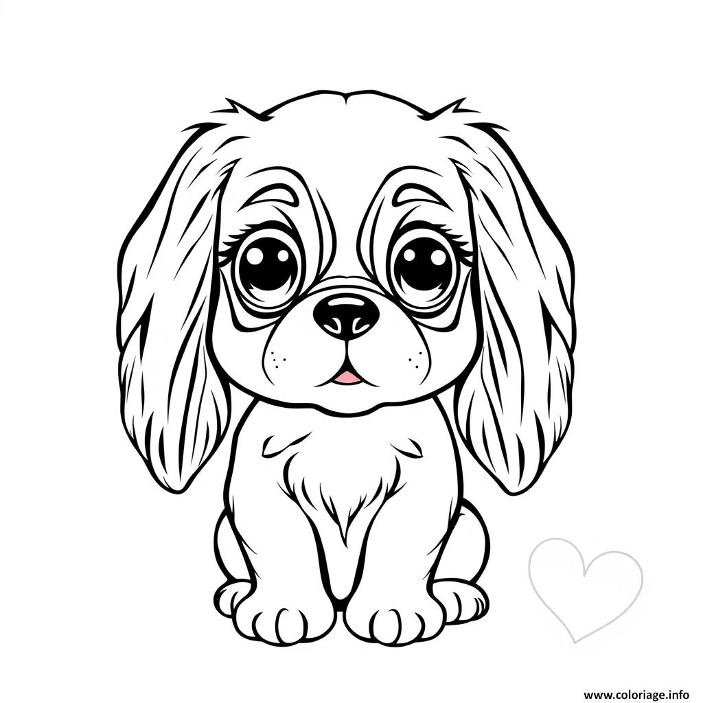 Dessin chien cavalier king charles mignon 1 Coloriage Gratuit à Imprimer