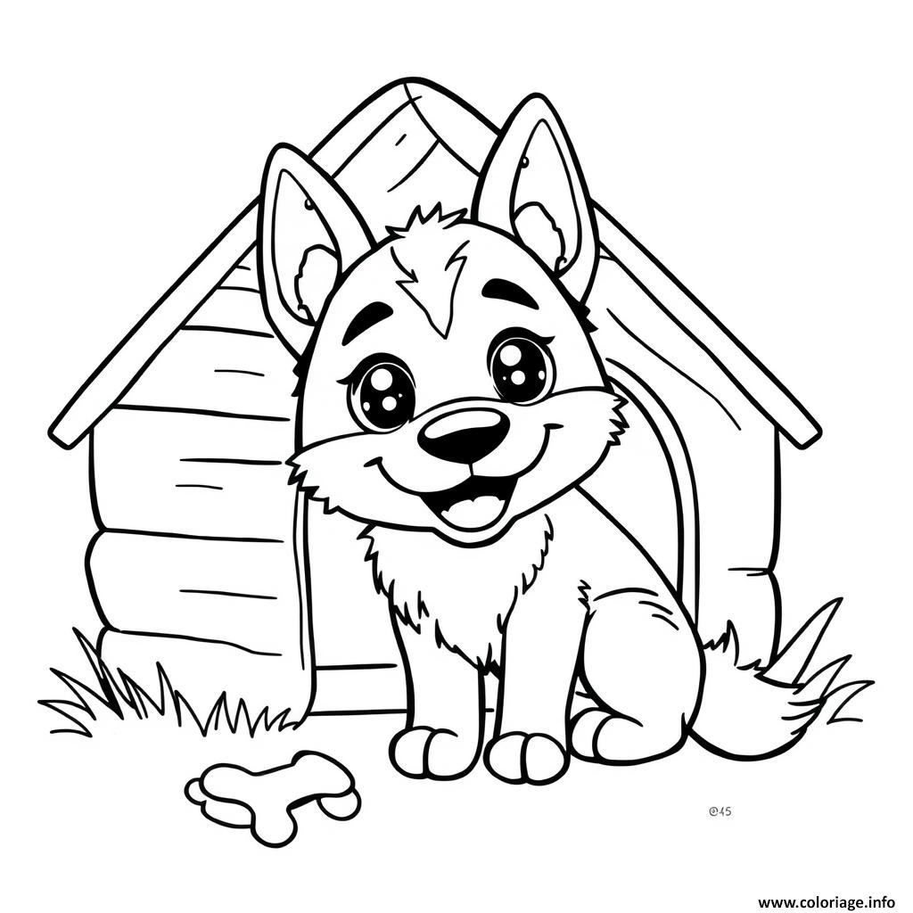 Dessin chien berger allemang kawaii mignon 2 Coloriage Gratuit à Imprimer