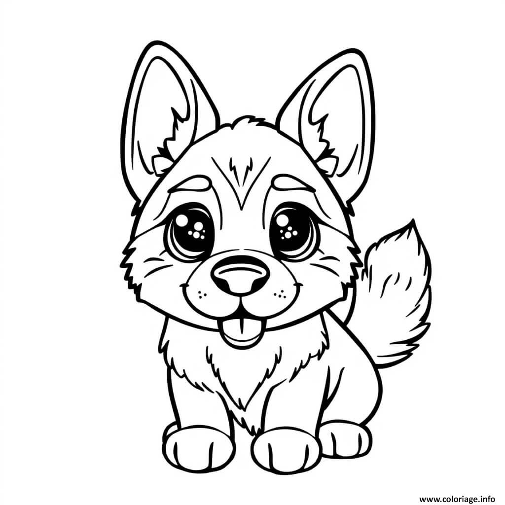 Dessin chien facile Berger allemand 5 Coloriage Gratuit à Imprimer