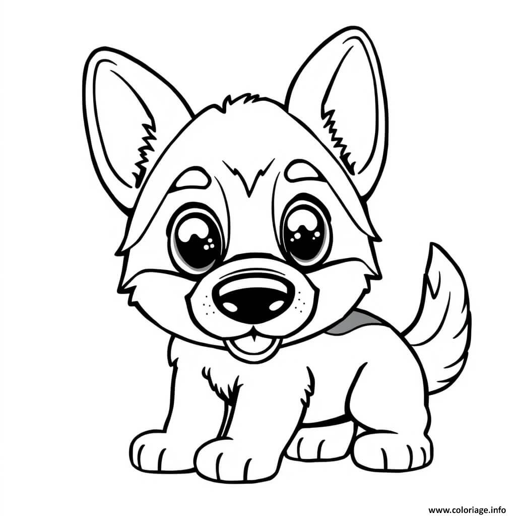 Dessin chien facile Berger allemand 1 Coloriage Gratuit à Imprimer