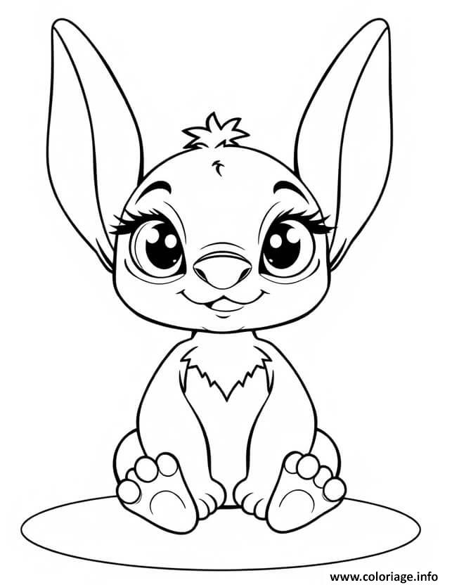 Dessin stitch et angel coloriage kawaii Coloriage Gratuit à Imprimer