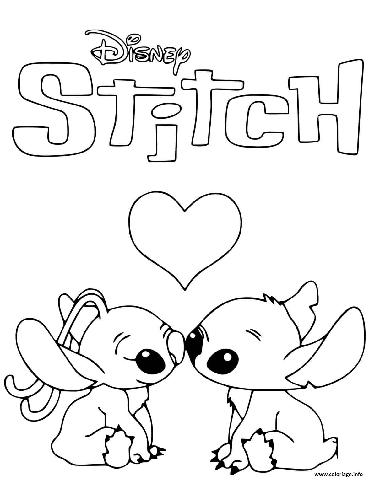 Dessin a colorier stitch et angel