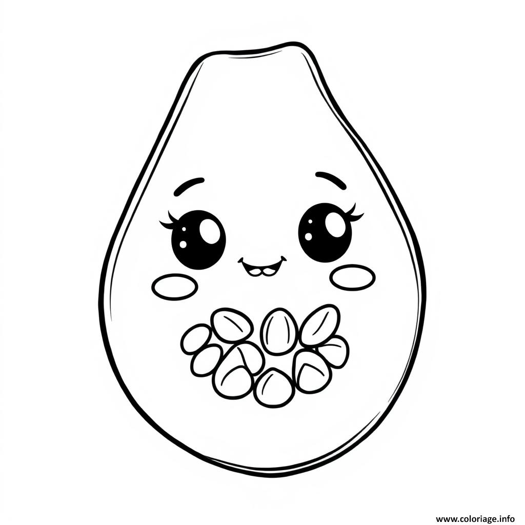 Dessin papaye 2 fruit kawaii Coloriage Gratuit à Imprimer