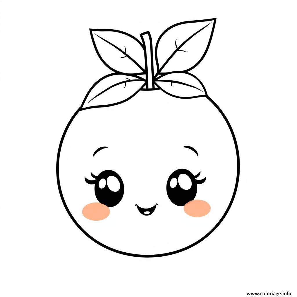 Dessin orange 1 fruit kawaii Coloriage Gratuit à Imprimer