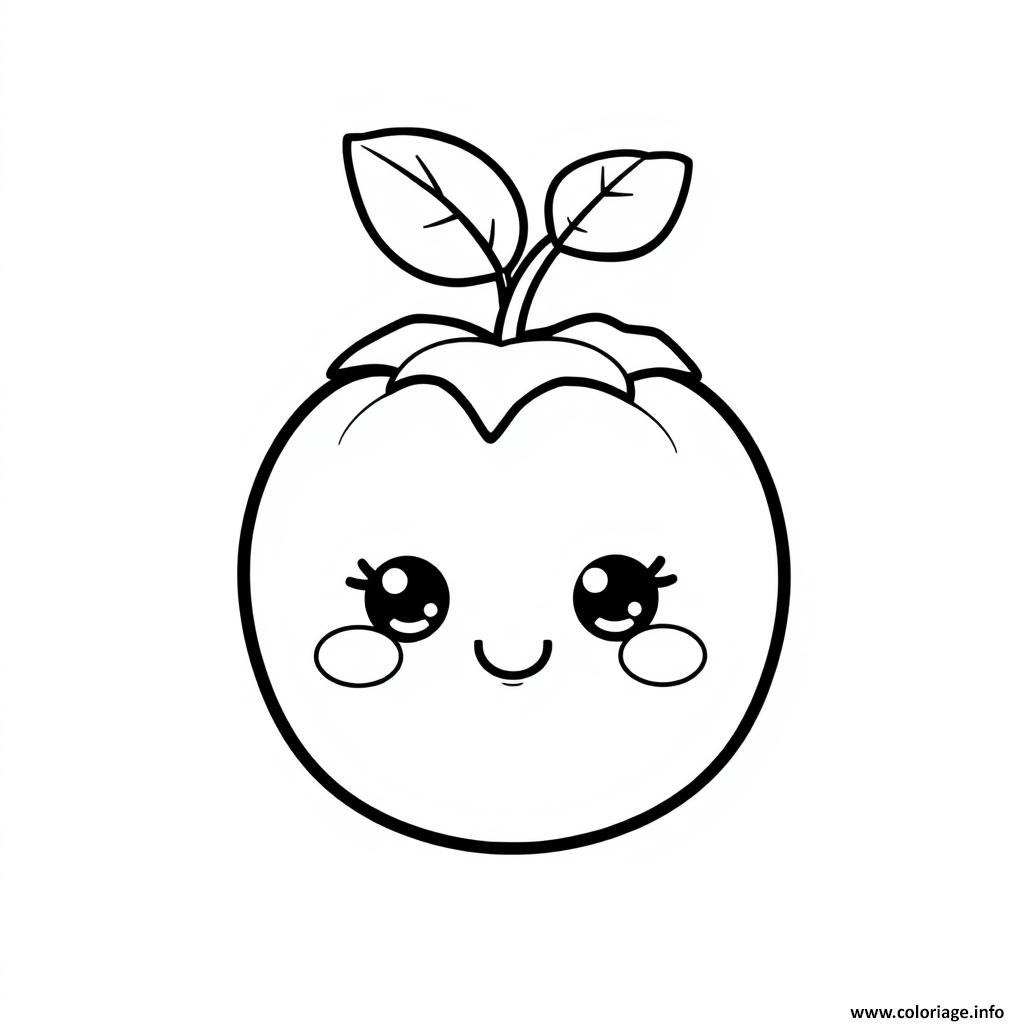 Dessin tomate fruit kawaii Coloriage Gratuit à Imprimer