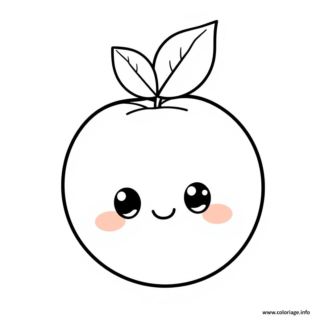 Dessin peche 2 fruit kawaii Coloriage Gratuit à Imprimer