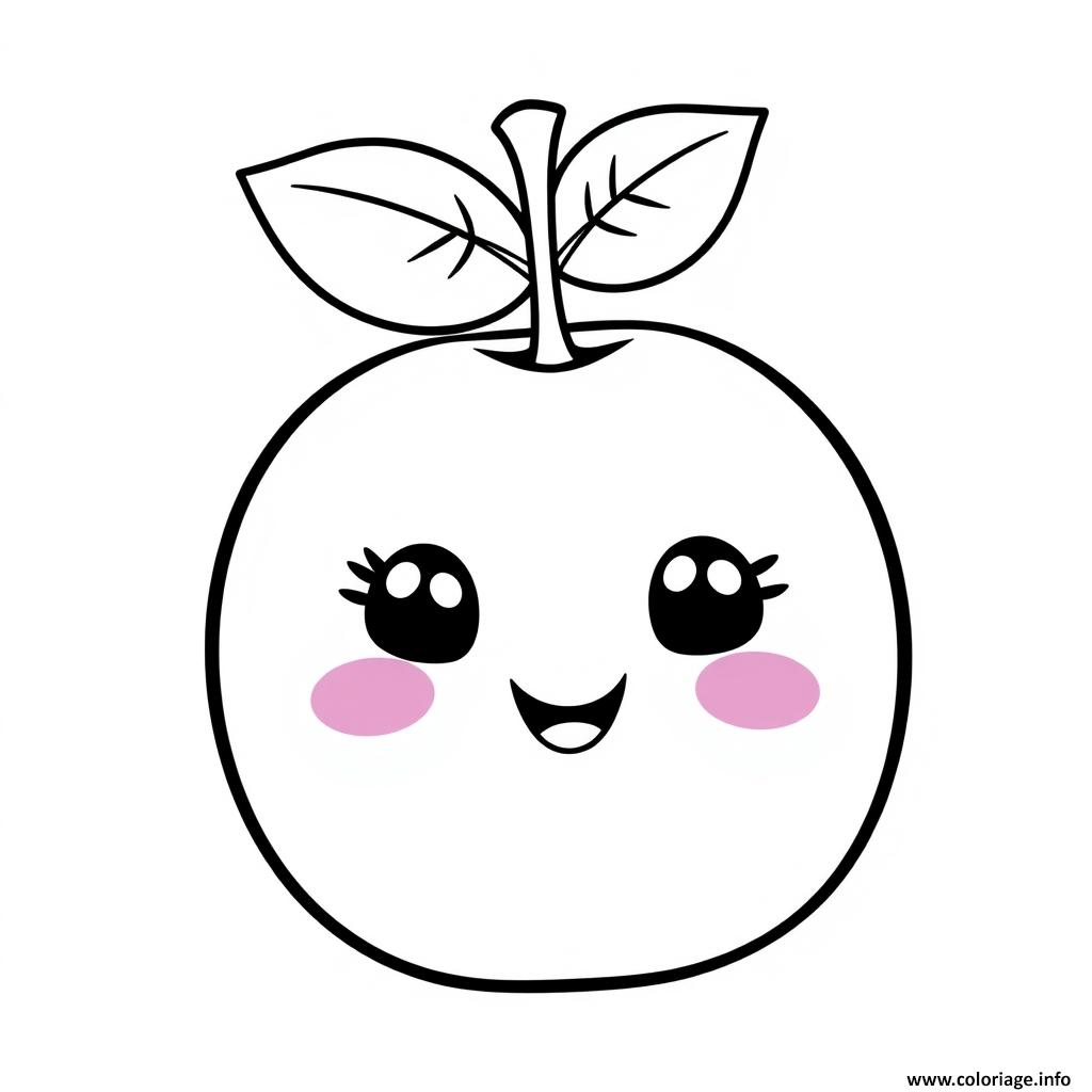 Dessin Prune fruit kawaii Coloriage Gratuit à Imprimer