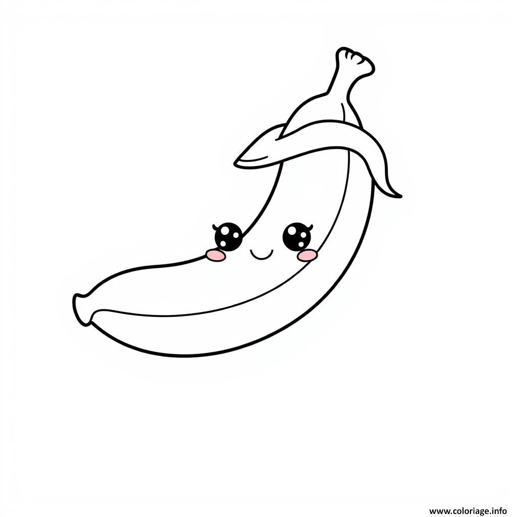 Dessin Banane 1 fruit kawaii Coloriage Gratuit à Imprimer