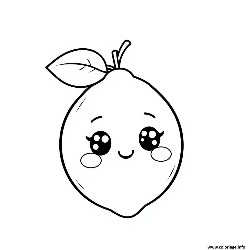 Dessin citron fruit kawaii Coloriage Gratuit à Imprimer