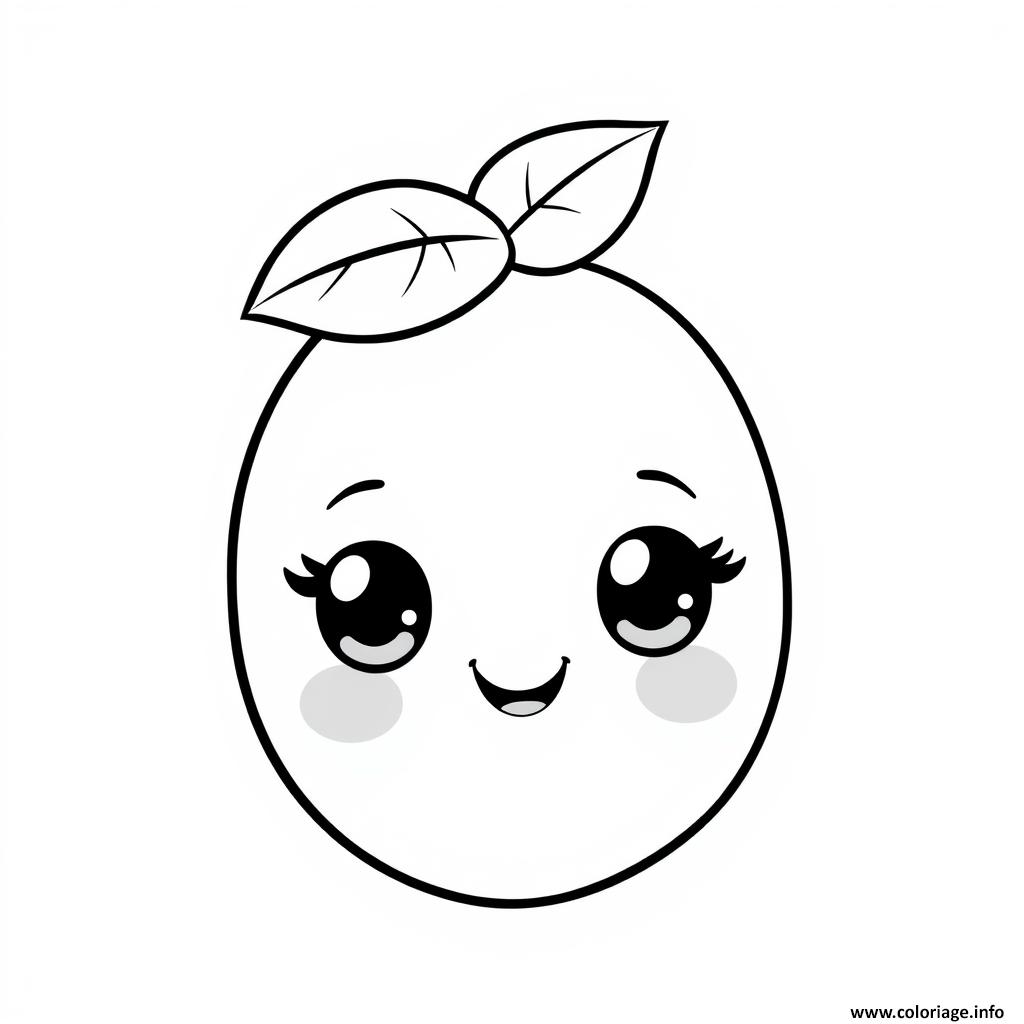 Dessin mango 1 fruit kawaii Coloriage Gratuit à Imprimer