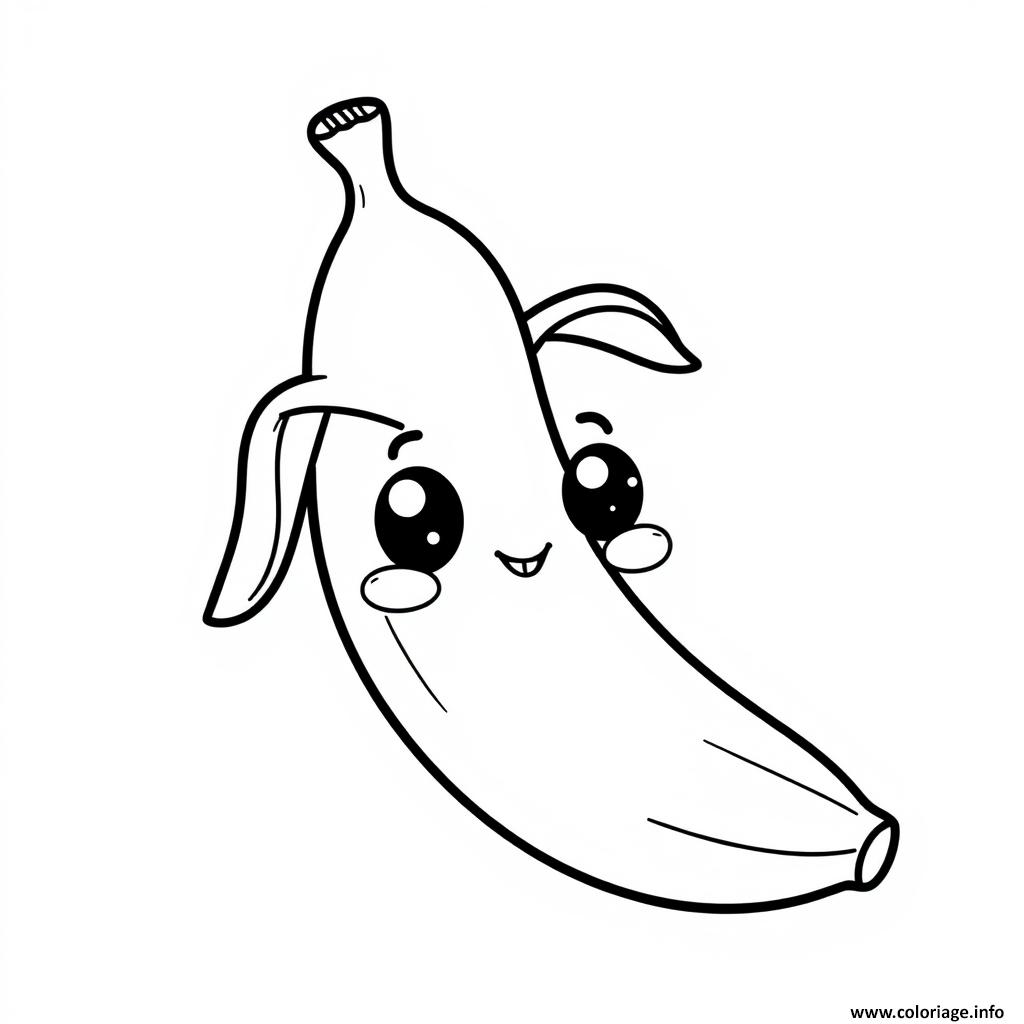 Dessin Banane 2 fruit kawaii Coloriage Gratuit à Imprimer