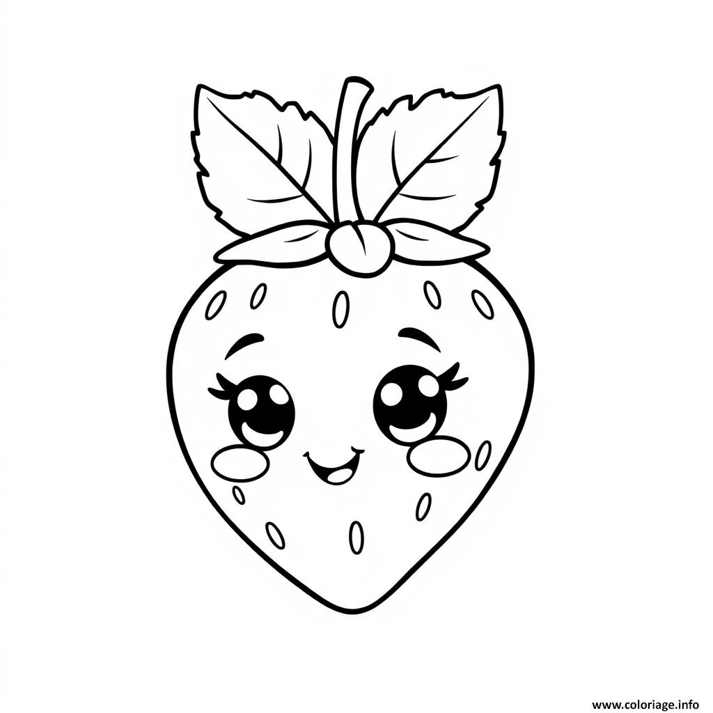 Dessin fraise 1 fruit kawaii Coloriage Gratuit à Imprimer