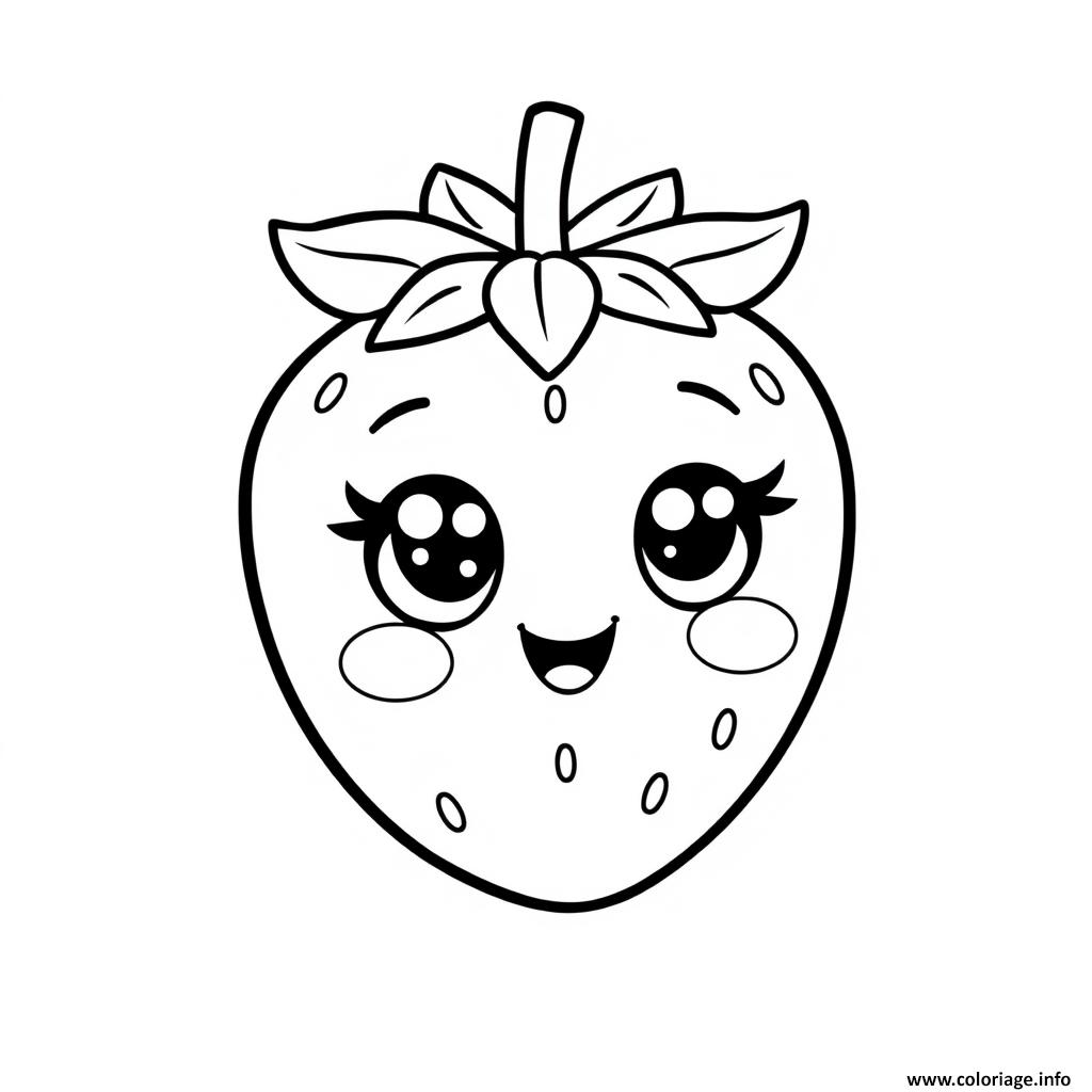 Dessin fraise 4 fruit kawaii Coloriage Gratuit à Imprimer