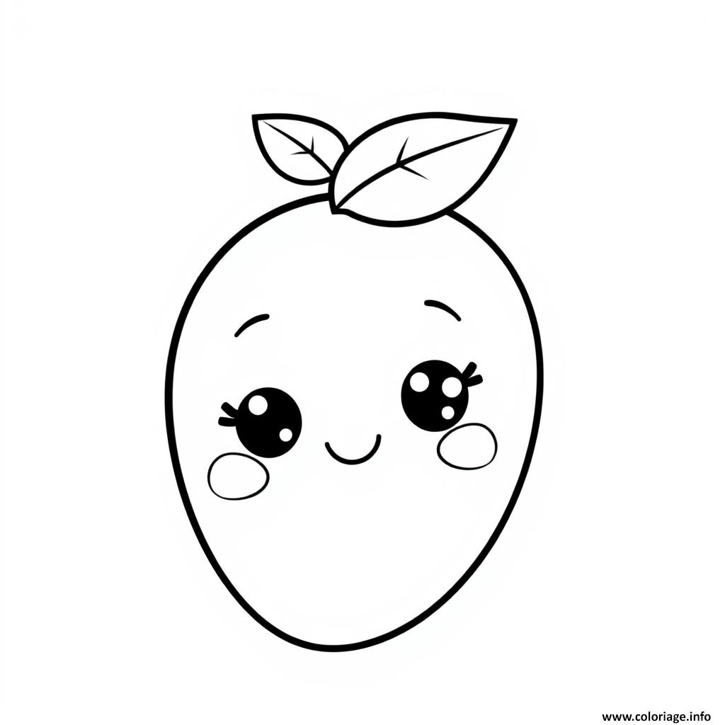 Dessin mango 3 fruit kawaii Coloriage Gratuit à Imprimer