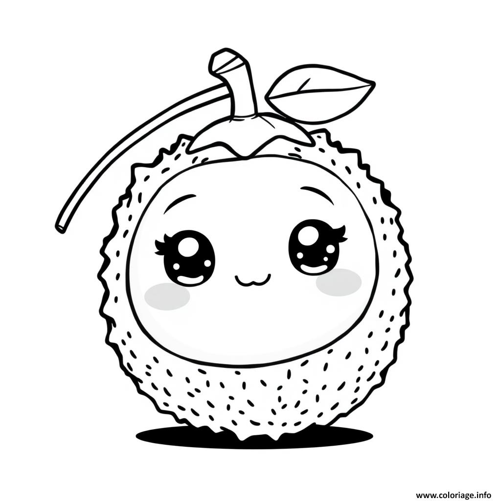 Dessin Lychee fruit kawaii Coloriage Gratuit à Imprimer