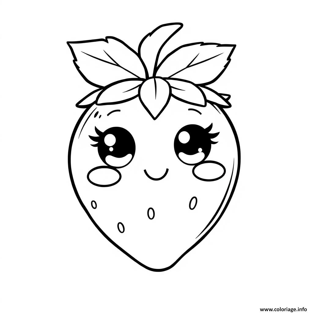 Dessin fraise 2 fruit kawaii Coloriage Gratuit à Imprimer