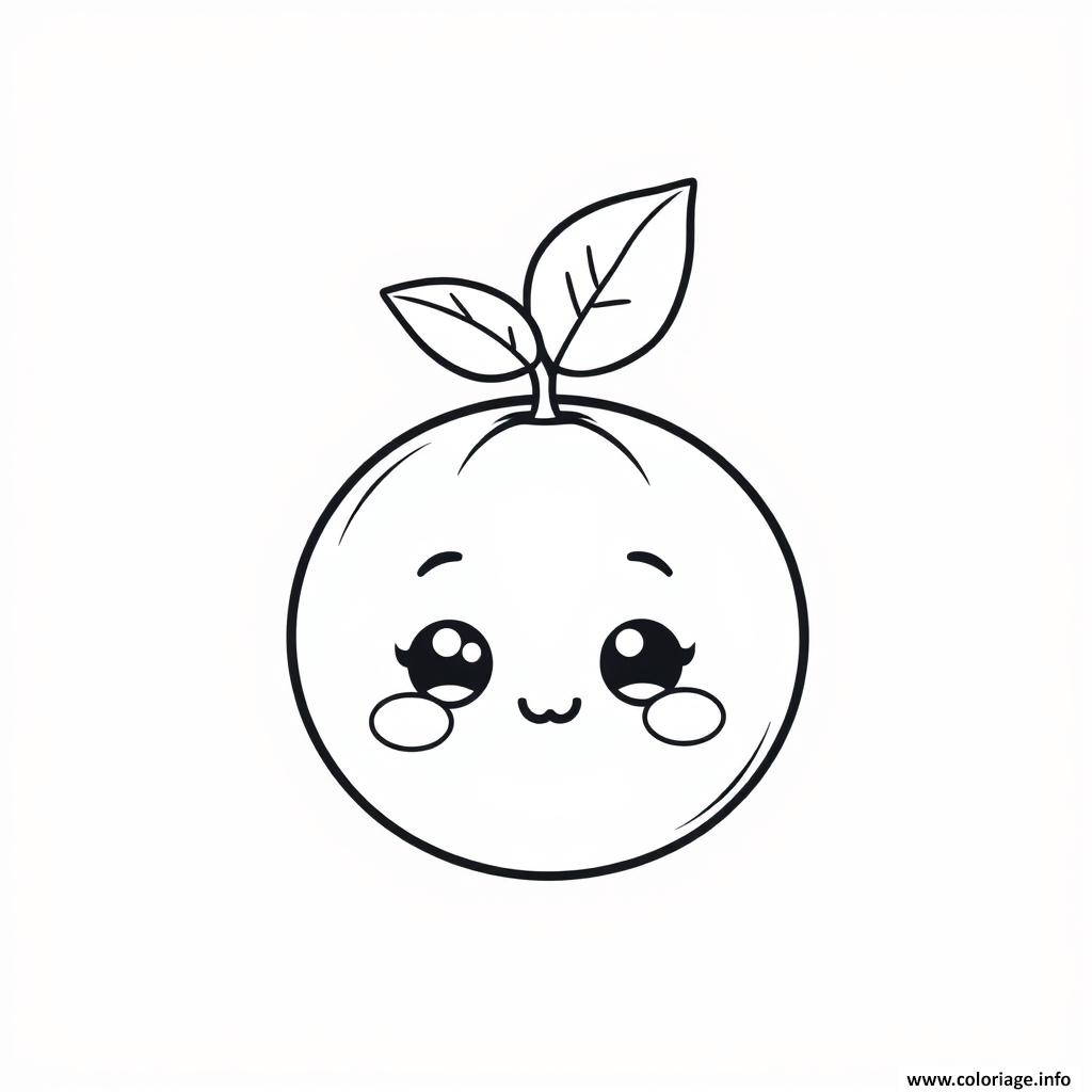 Dessin orange 5 fruit kawaii Coloriage Gratuit à Imprimer