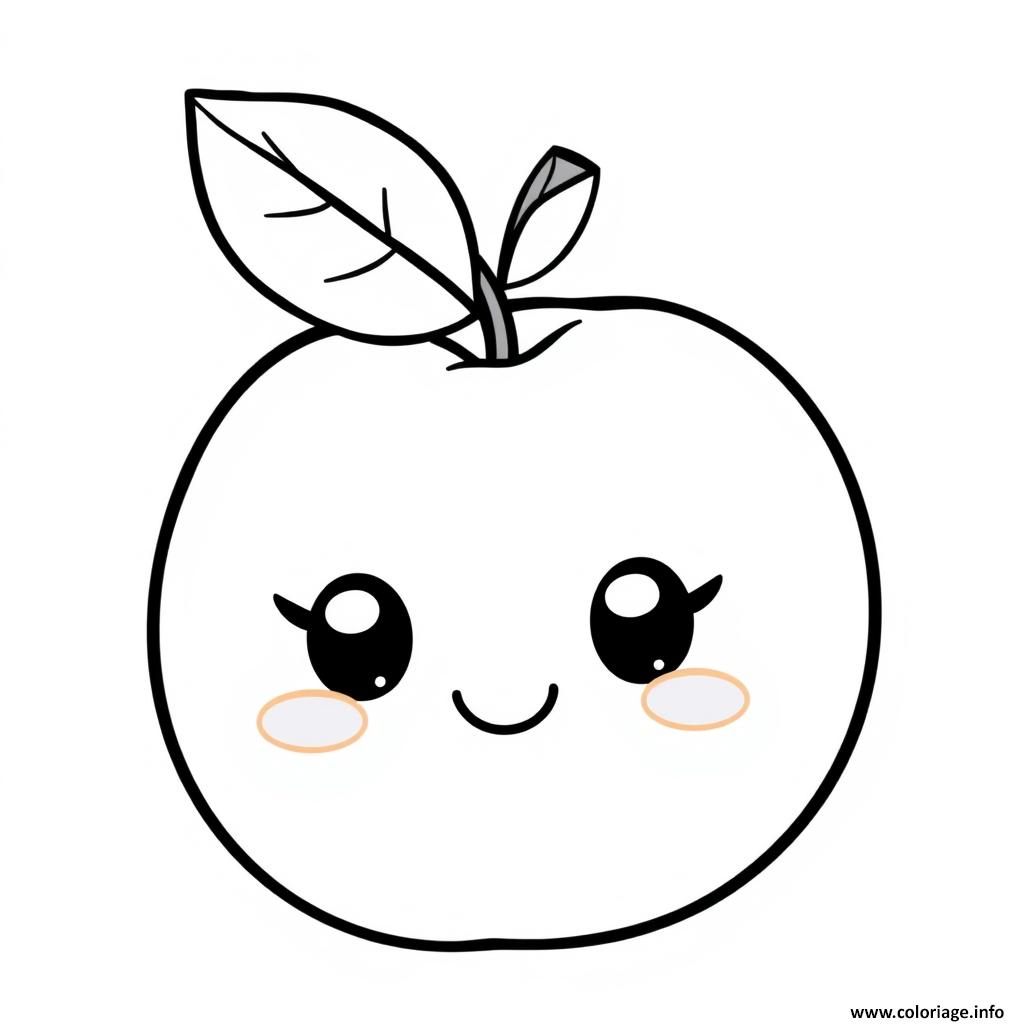 Dessin Apricot fruit kawaii Coloriage Gratuit à Imprimer