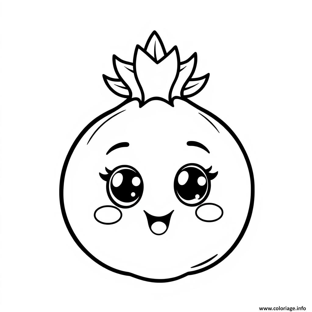 Dessin grenade 1 fruit kawaii Coloriage Gratuit à Imprimer