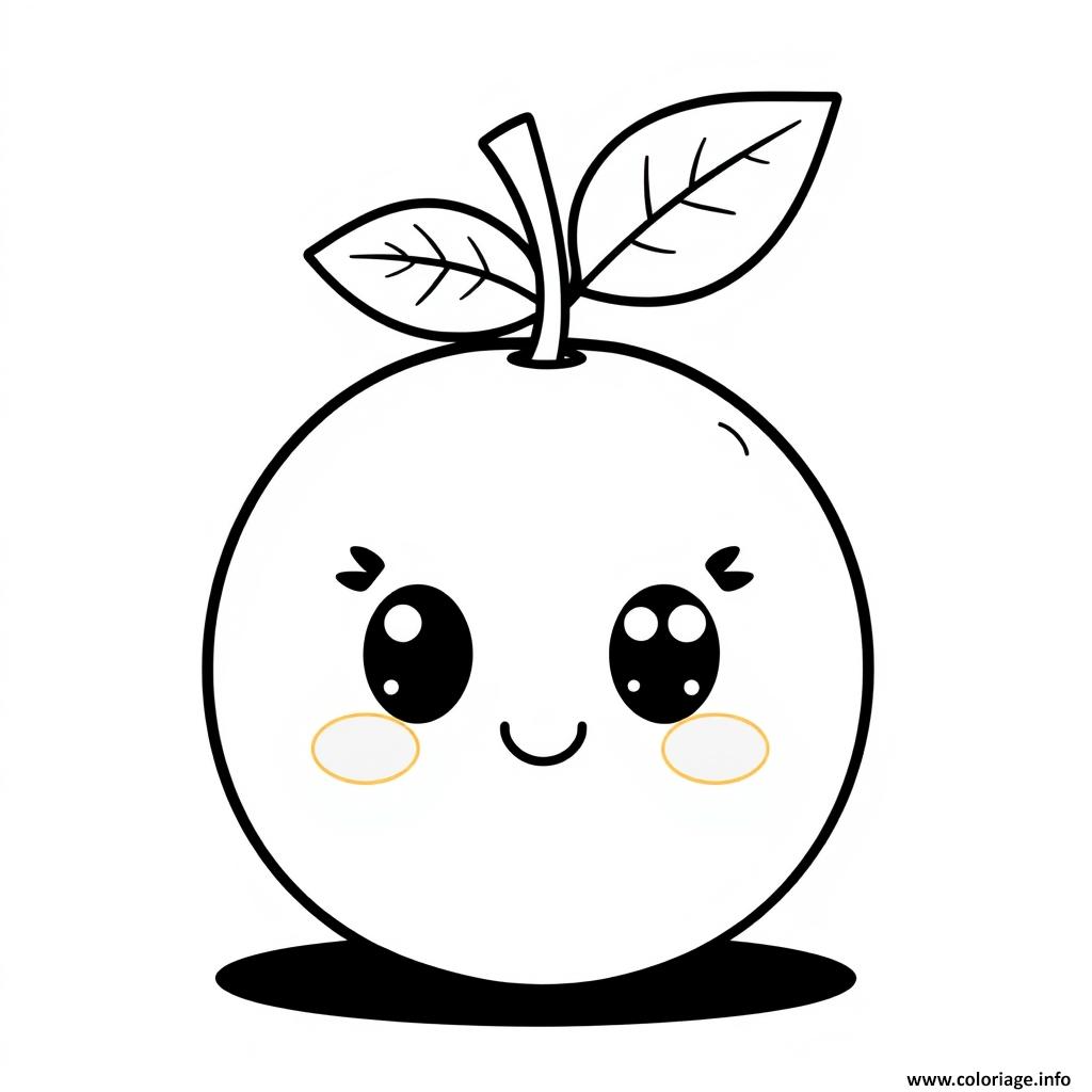 Dessin orange 4 fruit kawaii Coloriage Gratuit à Imprimer