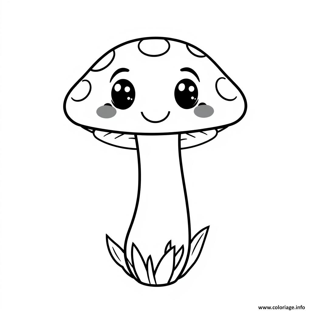 Dessin Champignon facile legumes Coloriage Gratuit à Imprimer