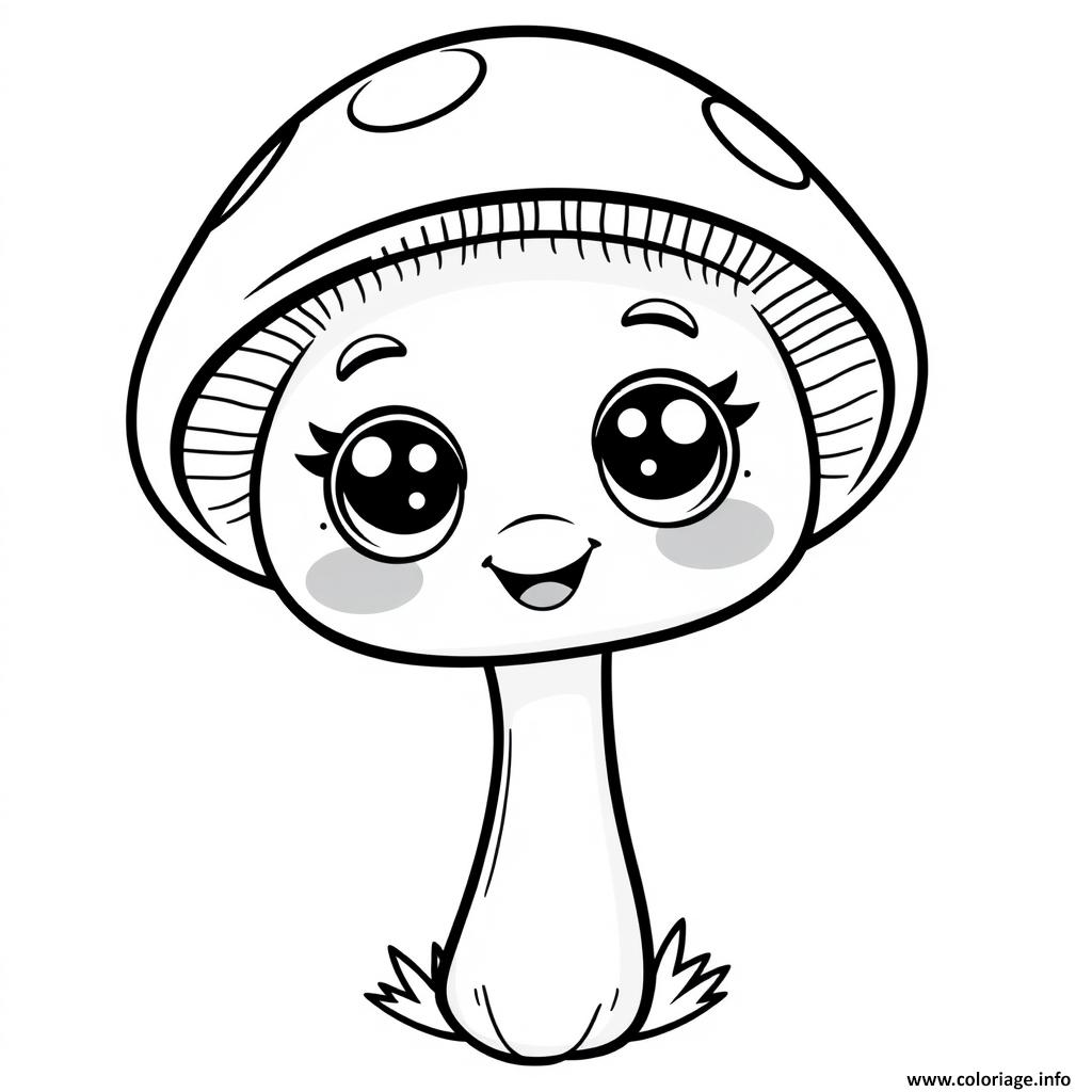 Dessin Champignon maternelle legumes kawaii Coloriage Gratuit à Imprimer