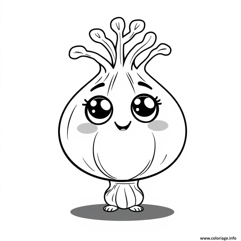 Dessin Fenouil facile legumes kawaii Coloriage Gratuit à Imprimer