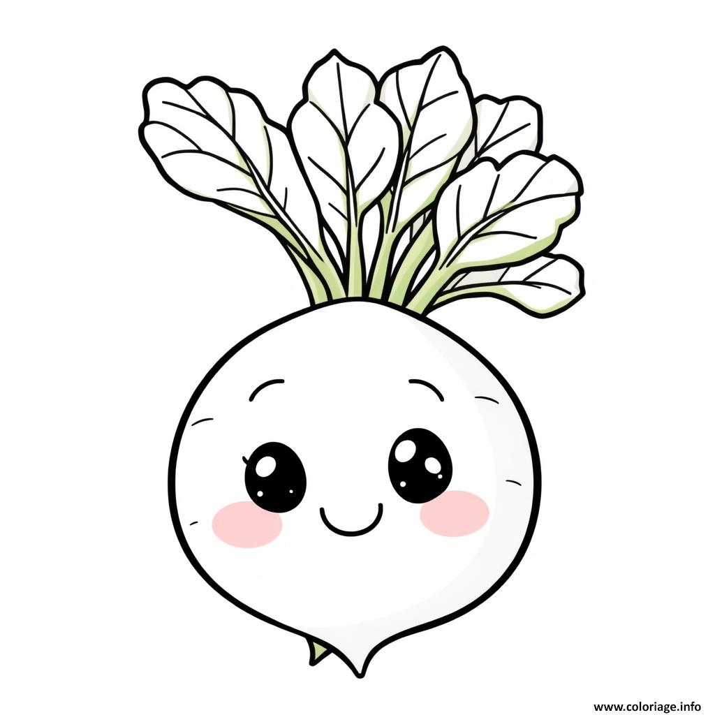 Dessin Navet simple legumes kawaii Coloriage Gratuit à Imprimer