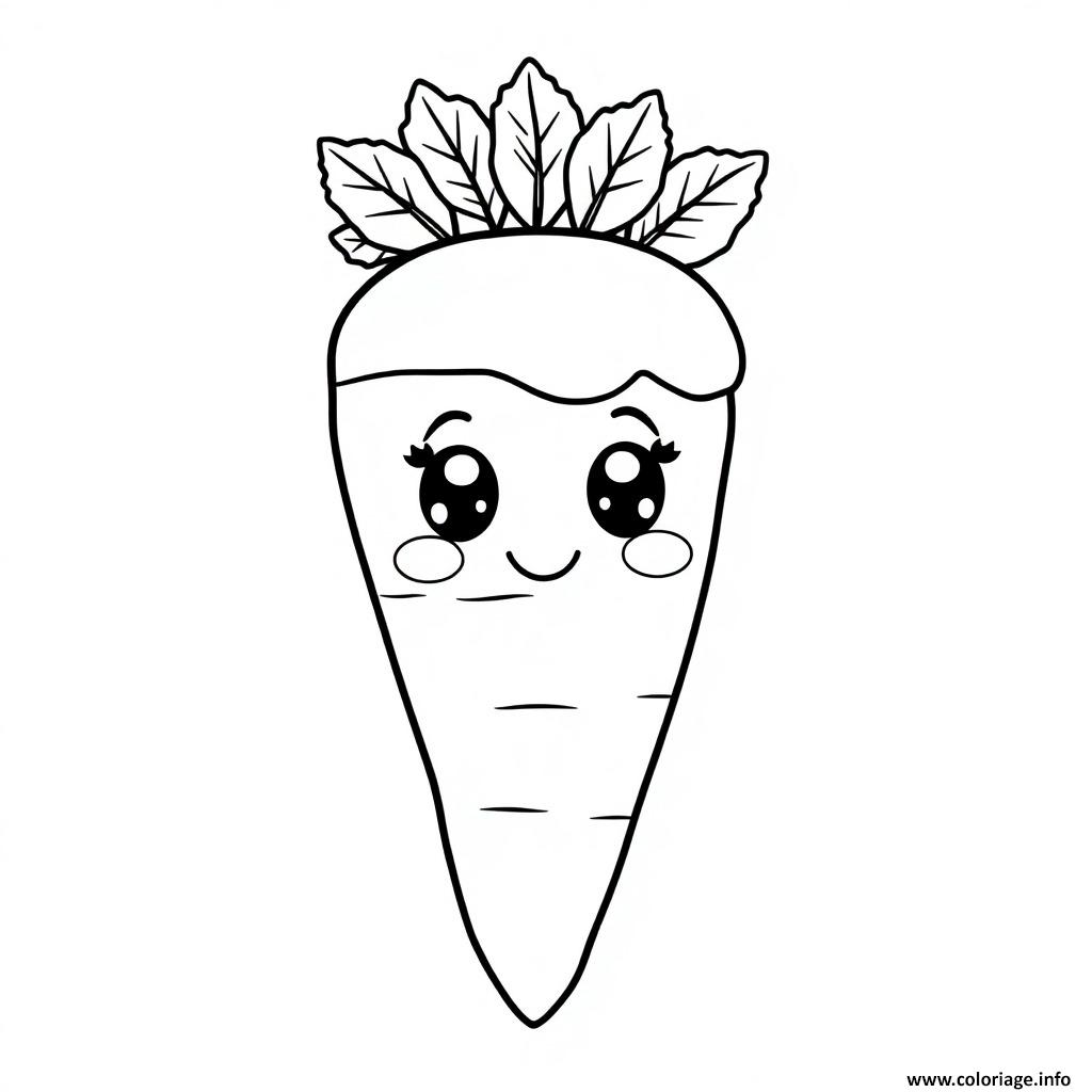 Dessin carotte simple legumes kawaii Coloriage Gratuit à Imprimer