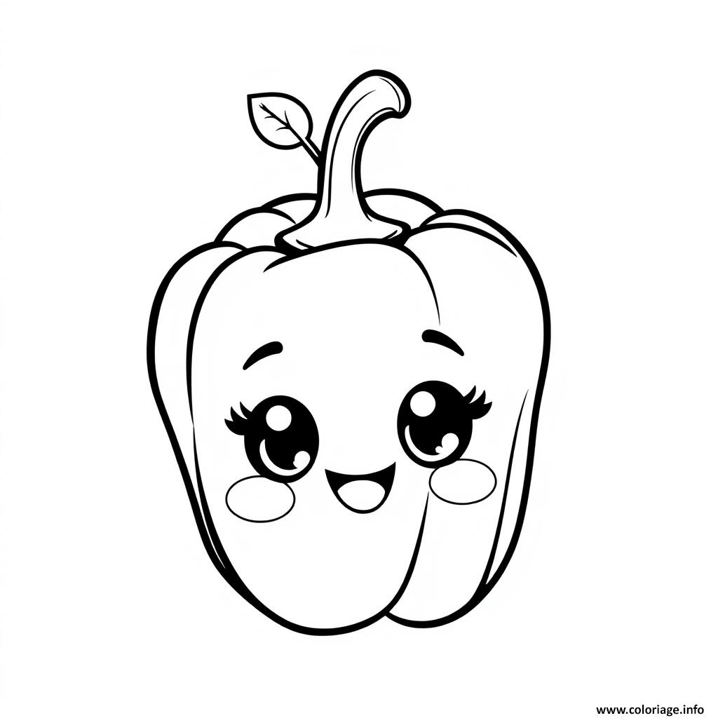 Dessin poivron jaune legumes kawaii Coloriage Gratuit à Imprimer