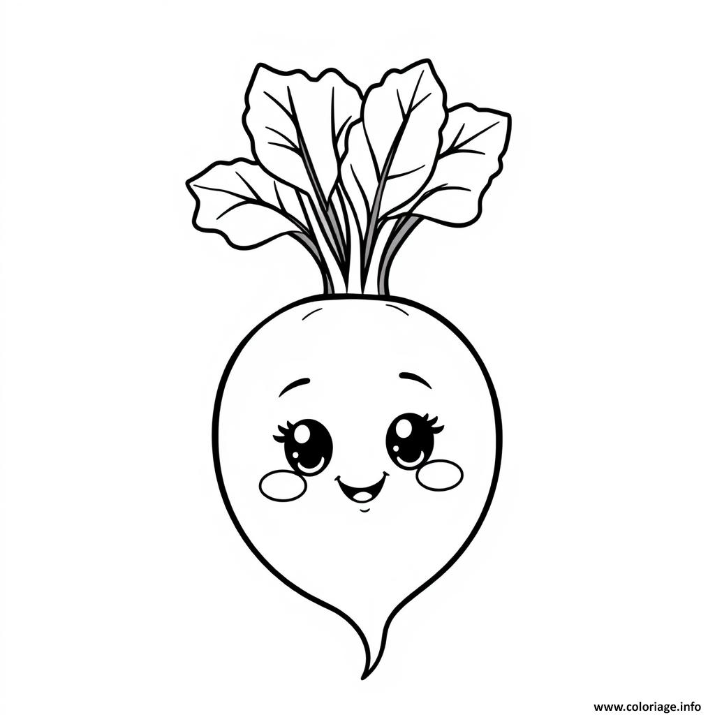 Dessin Betterave facile legumes kawaii Coloriage Gratuit à Imprimer