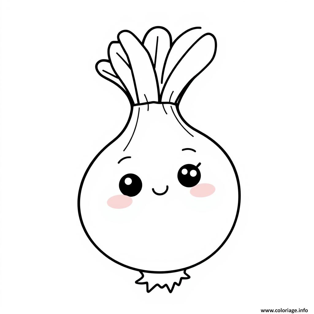 Dessin poireau legumes kawaii Coloriage Gratuit à Imprimer