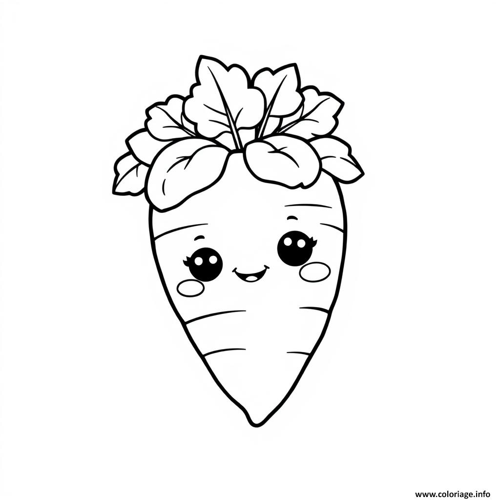 Dessin carotte facile legumes kawaii Coloriage Gratuit à Imprimer