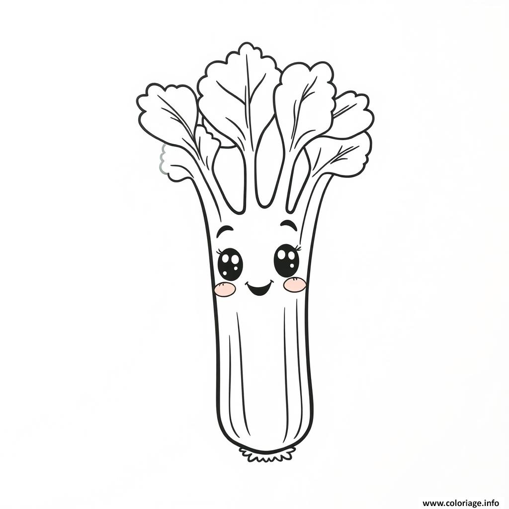 Dessin celeri simple legumes kawaii Coloriage Gratuit à Imprimer