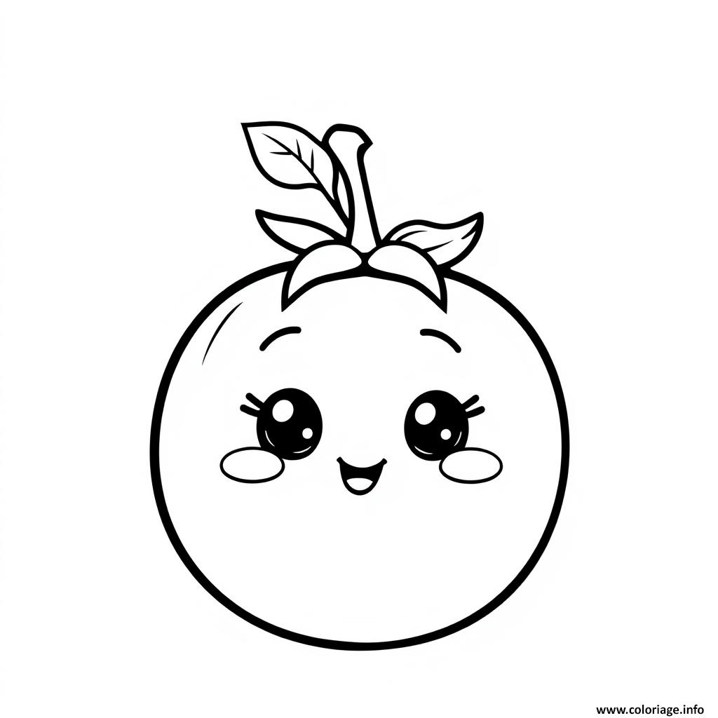 Dessin tomate simple legumes kawaii Coloriage Gratuit à Imprimer