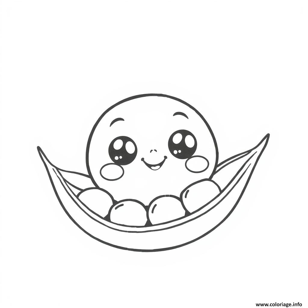 Dessin Pois maternelle legumes kawaii Coloriage Gratuit à Imprimer