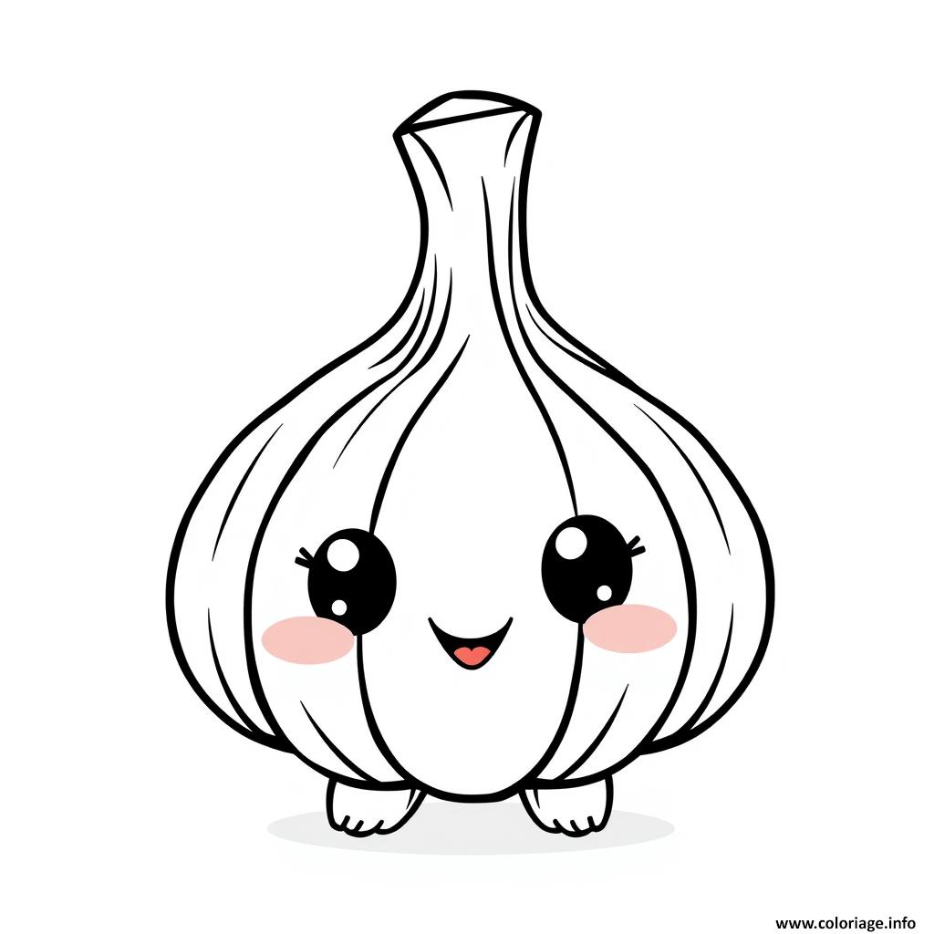 Dessin ail simple legumes kawaii Coloriage Gratuit à Imprimer