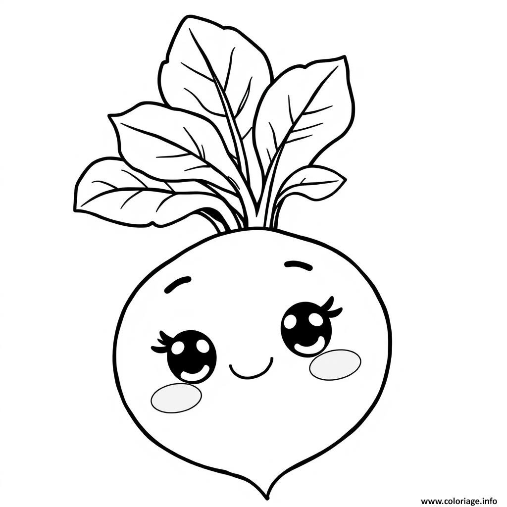 Dessin Betterave simple legumes kawaii Coloriage Gratuit à Imprimer