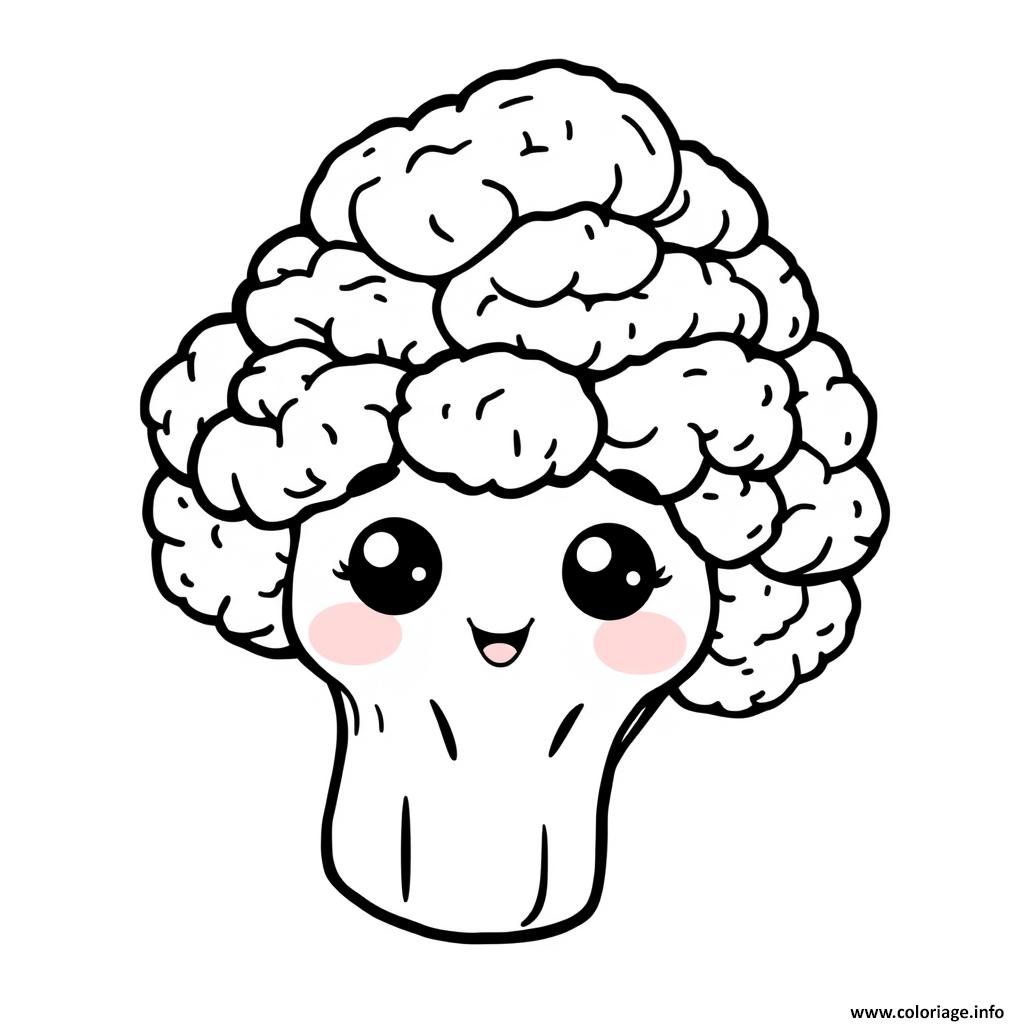 Dessin broccoli legumes kawaii Coloriage Gratuit à Imprimer