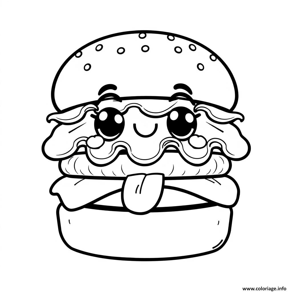 Dessin hamburger nourriture Coloriage Gratuit à Imprimer