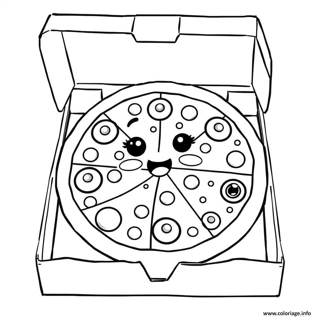 Dessin boite de pizza kawaii Coloriage Gratuit à Imprimer