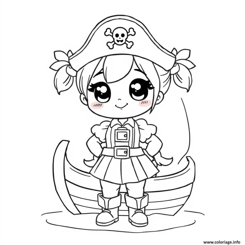 Dessin pirate fille bateau maternelle Coloriage Gratuit à Imprimer