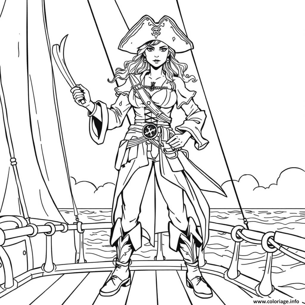 Dessin pirate femme heroine mary read Coloriage Gratuit à Imprimer