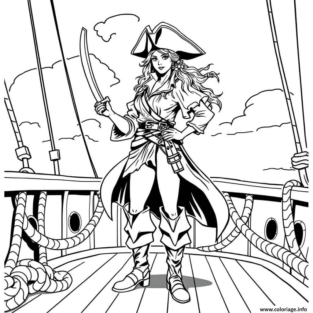 Dessin pirate femme heroines anne bonny Coloriage Gratuit à Imprimer